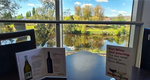 The view of the Queanbeyan River from a table at The Leagues
